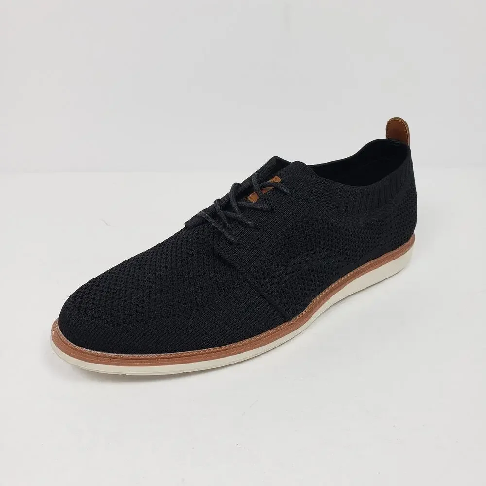 Kenneth Cole Reaction Burgess Cedric Boys Size 5Y Black Knit Dress Oxford Shoes